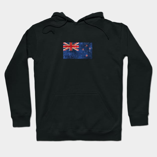 Vintage Aged and Scratched New Zealand Flag Hoodie by jeffbartels
